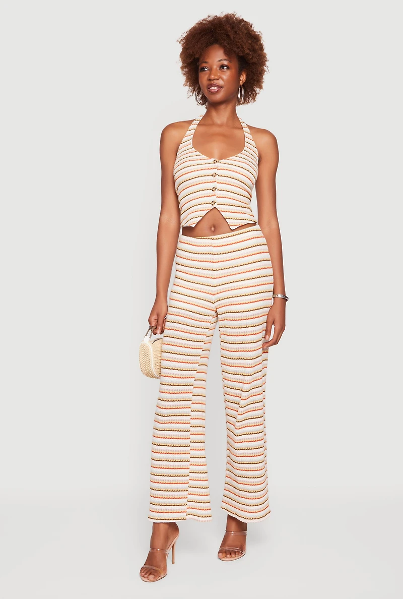 Almost Famous Striped Pattern Halter Crop Top