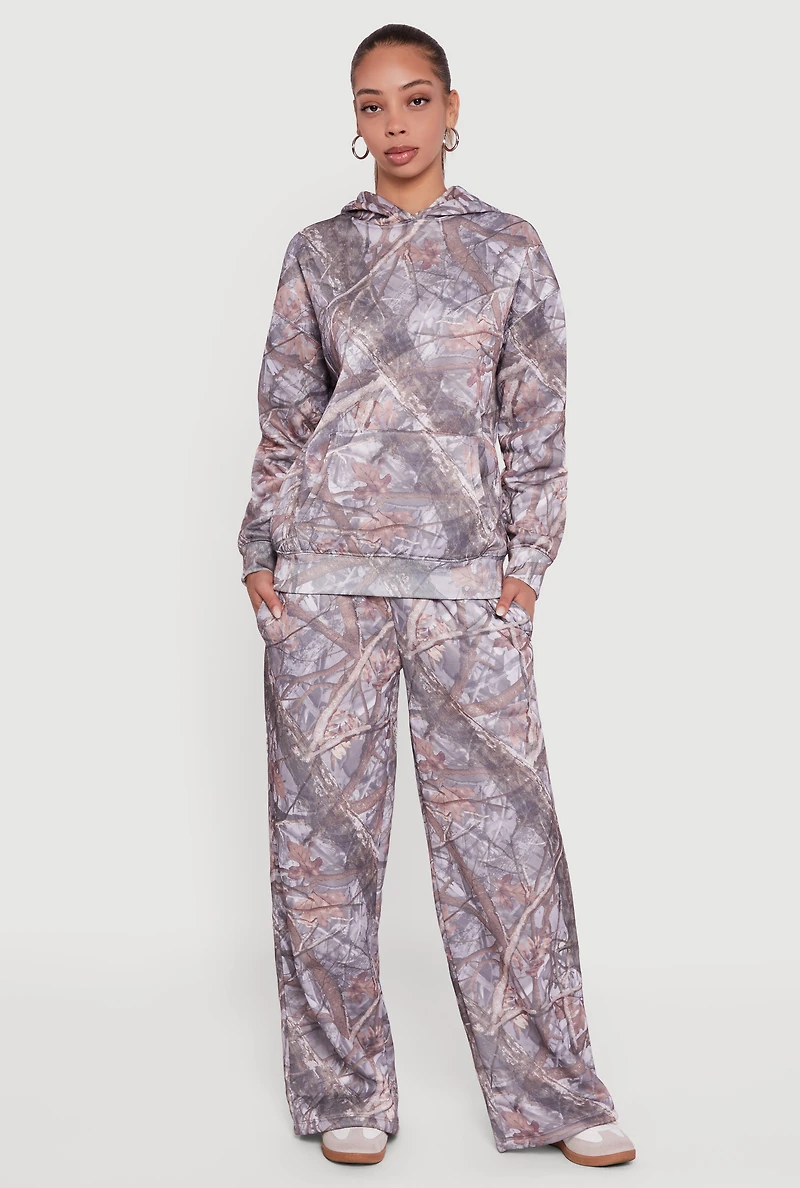 Almost Famous Tree Camo Elastic Waist Pull On Sweatpants