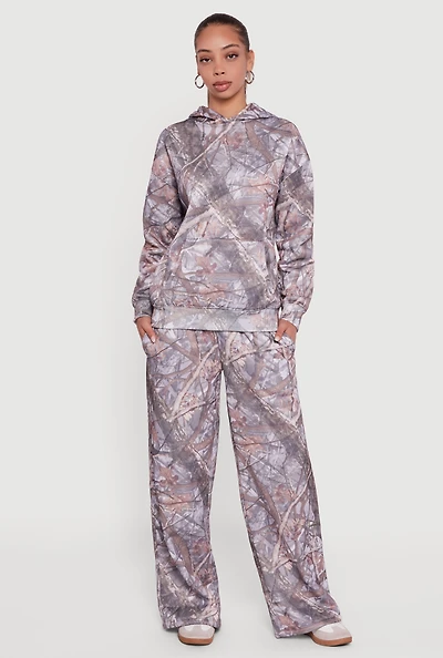 Almost Famous Tree Camo Elastic Waist Pull On Sweatpants