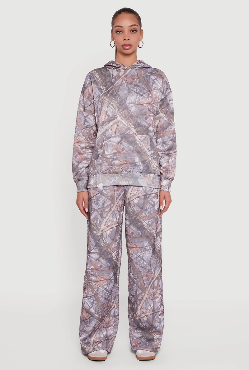 Almost Famous Tree Camo Elastic Waist Pull On Sweatpants