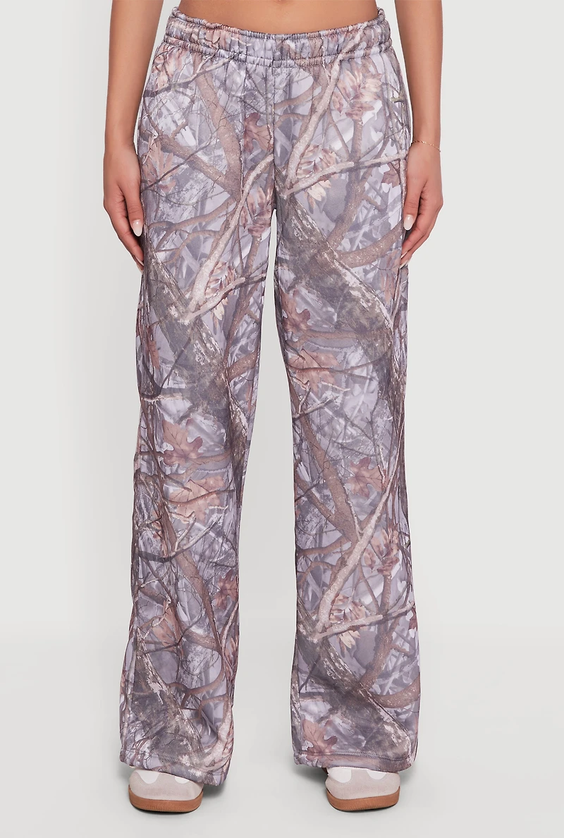 Almost Famous Tree Camo Elastic Waist Pull On Sweatpants