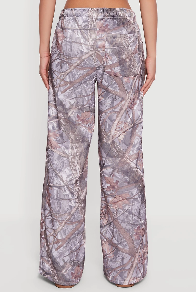 Almost Famous Tree Camo Elastic Waist Pull On Sweatpants