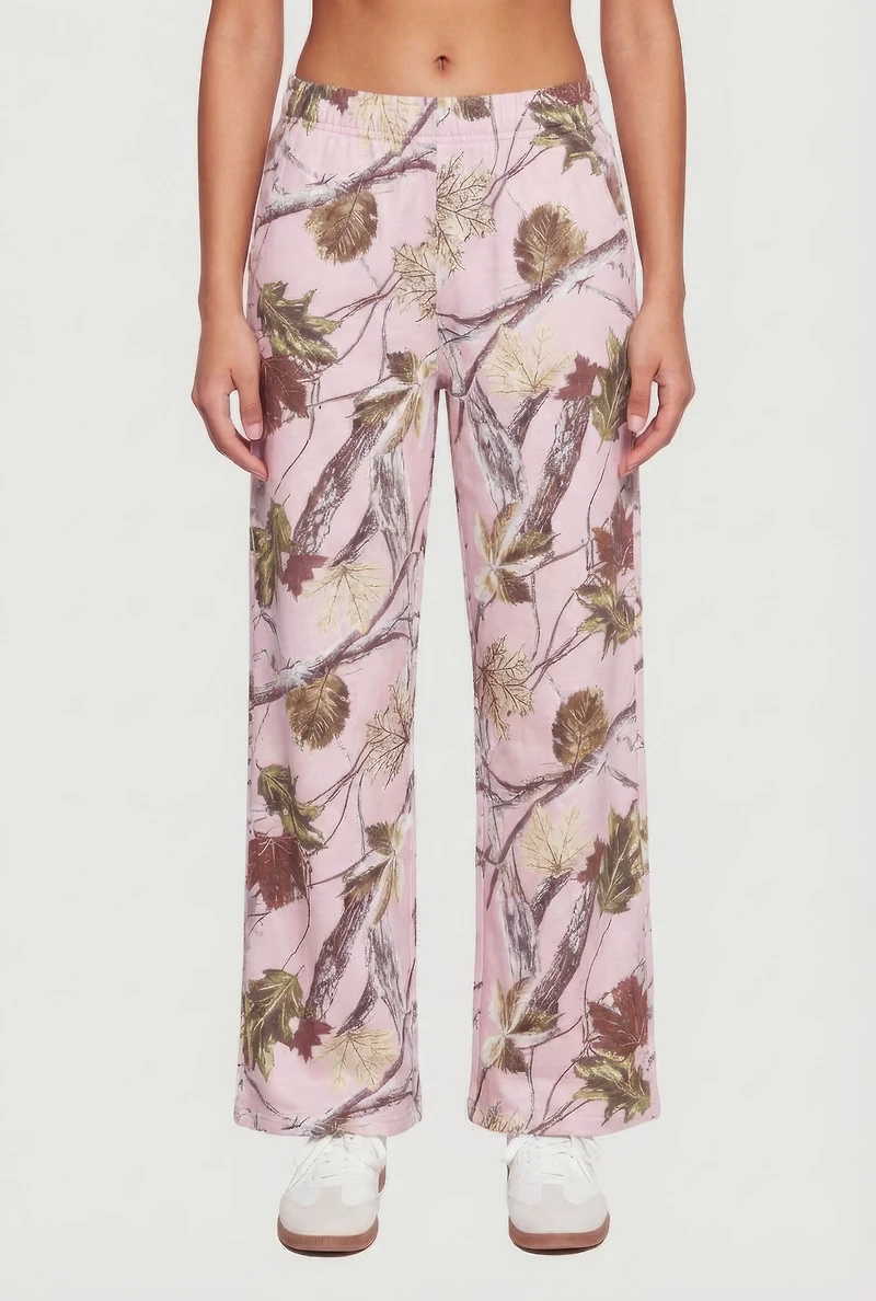 Almost Famous Tree Camo Elastic Waist Pull On Sweatpants