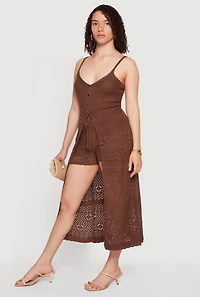 Crochet Button Front Long Cami Duster