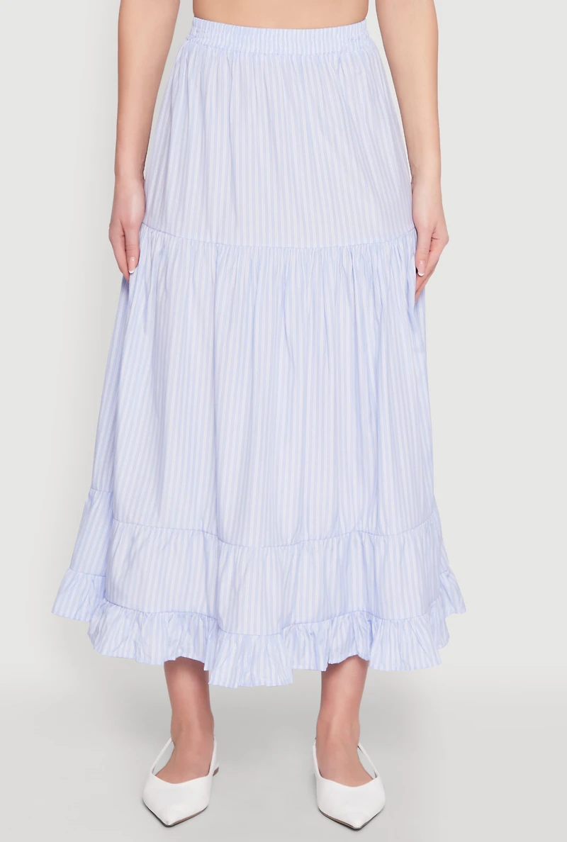 Almost Famous Pinstripe Tiered Skirt