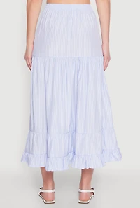 Womens Almost Famous Pinstripe Tiered Skirt, Blue,