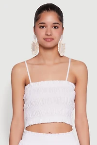 Womens Chic Sleeveless Cami with Square Neck and Cropped Hem, White, Size S