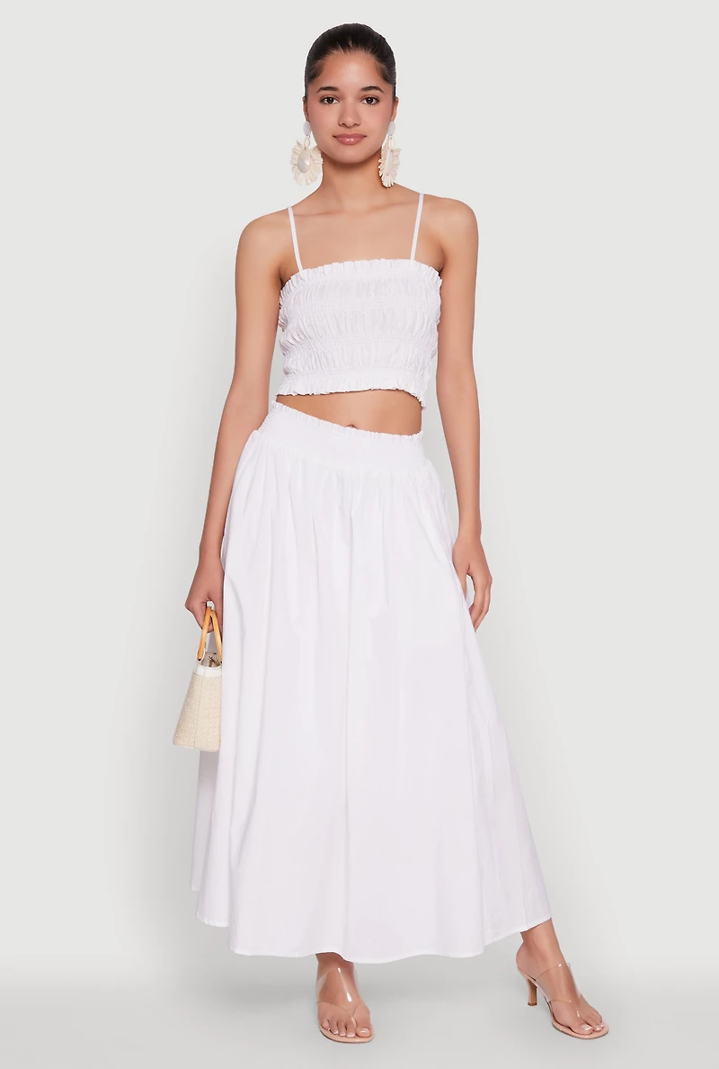 Womens Chic Sleeveless Cami with Square Neck and Cropped Hem, White, Size S