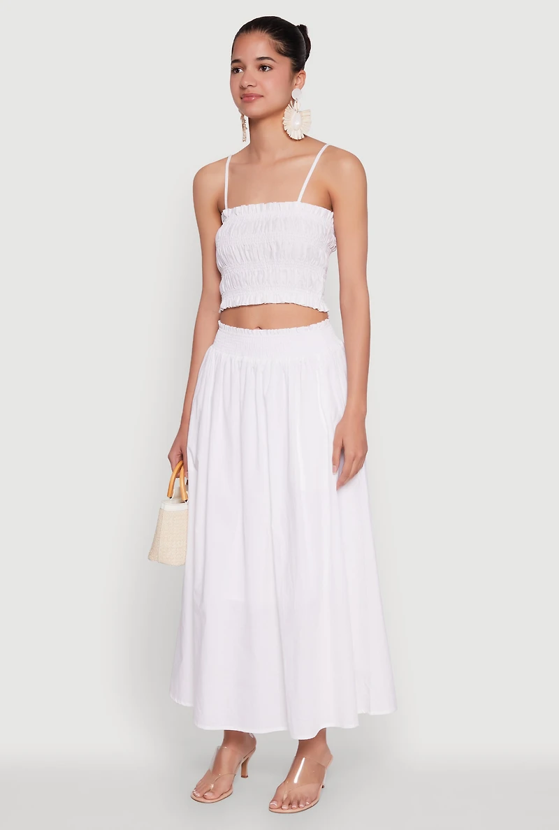 Womens Chic Sleeveless Cami with Square Neck and Cropped Hem, White, Size S