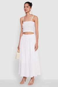 Womens Chic Sleeveless Cami with Square Neck and Cropped Hem, White, Size S