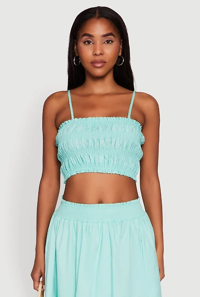 Womens Chic Sleeveless Cami with Square Neck and Cropped Hem, M