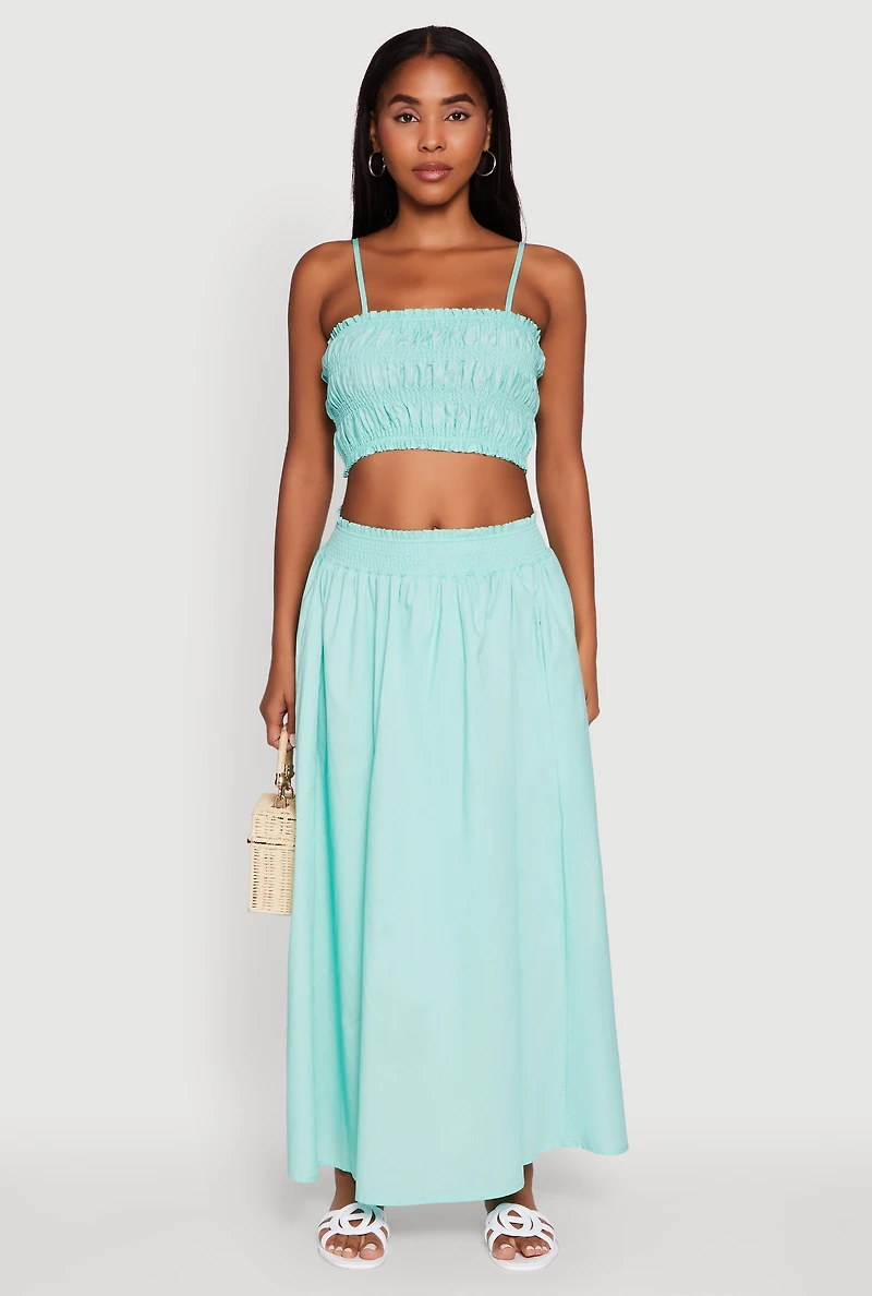 Womens Chic Sleeveless Cami with Square Neck and Cropped Hem, Green, Size XL