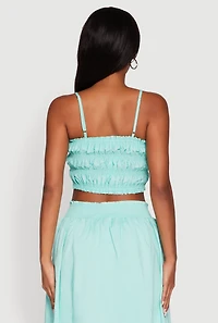 Womens Chic Sleeveless Cami with Square Neck and Cropped Hem, M