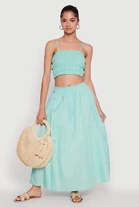 Womens Chic Sleeveless Cami with Square Neck and Cropped Hem, Green, Size M