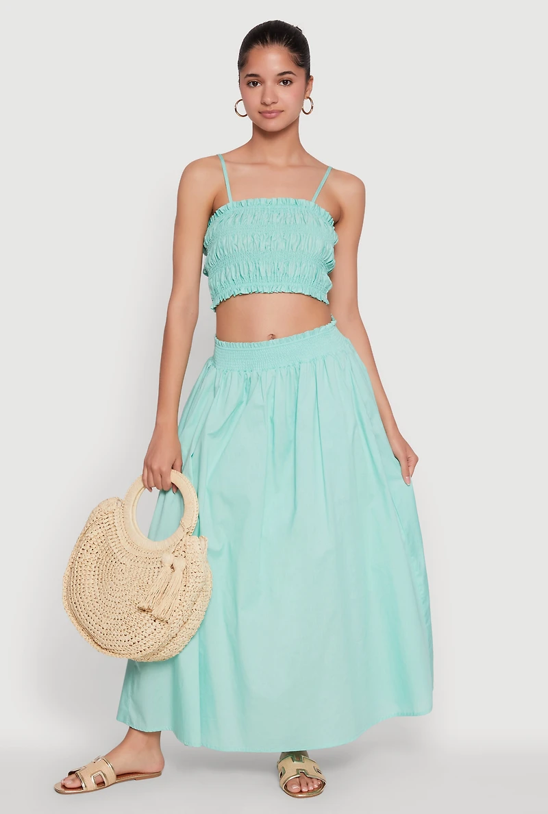 Womens Chic Sleeveless Cami with Square Neck and Cropped Hem, Green,
