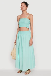 Womens Chic Sleeveless Cami with Square Neck and Cropped Hem, Green,