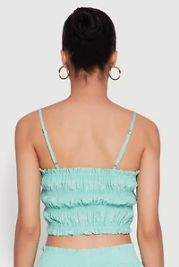 Womens Chic Sleeveless Cami with Square Neck and Cropped Hem, Green,