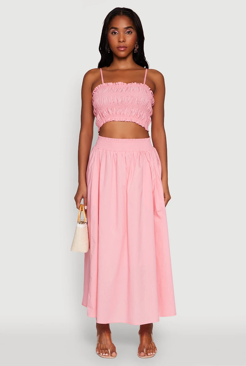 Womens Chic Sleeveless Cami with Square Neck and Cropped Hem, Pink,