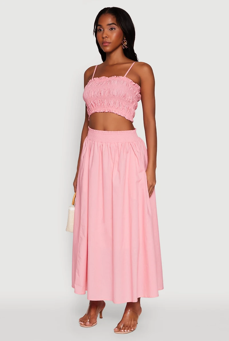 Womens Chic Sleeveless Cami with Square Neck and Cropped Hem, Pink,