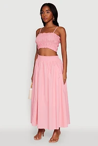 Womens Chic Sleeveless Cami with Square Neck and Cropped Hem, Pink,