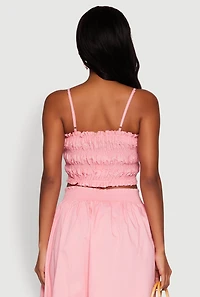 Womens Chic Sleeveless Cami with Square Neck and Cropped Hem, Pink,