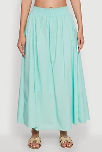Womens Chic Maxi Circle Skirt with Smocked Waist,
