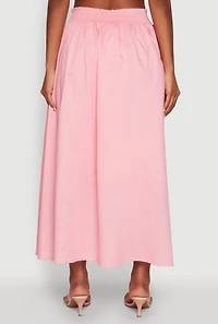 Womens Chic Maxi Circle Skirt with Smocked Waist, Pink, Size M