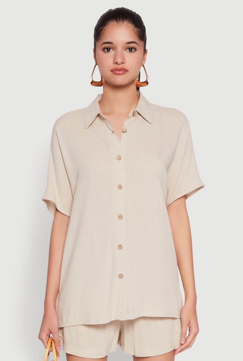 Short Sleeve Button Front Shirt