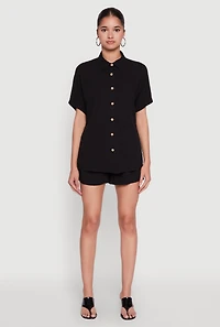 Womens Elastic Waist Shorts, Black, Size M