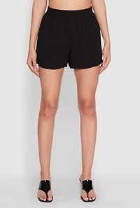 Womens Elastic Waist Shorts, Black, Size M