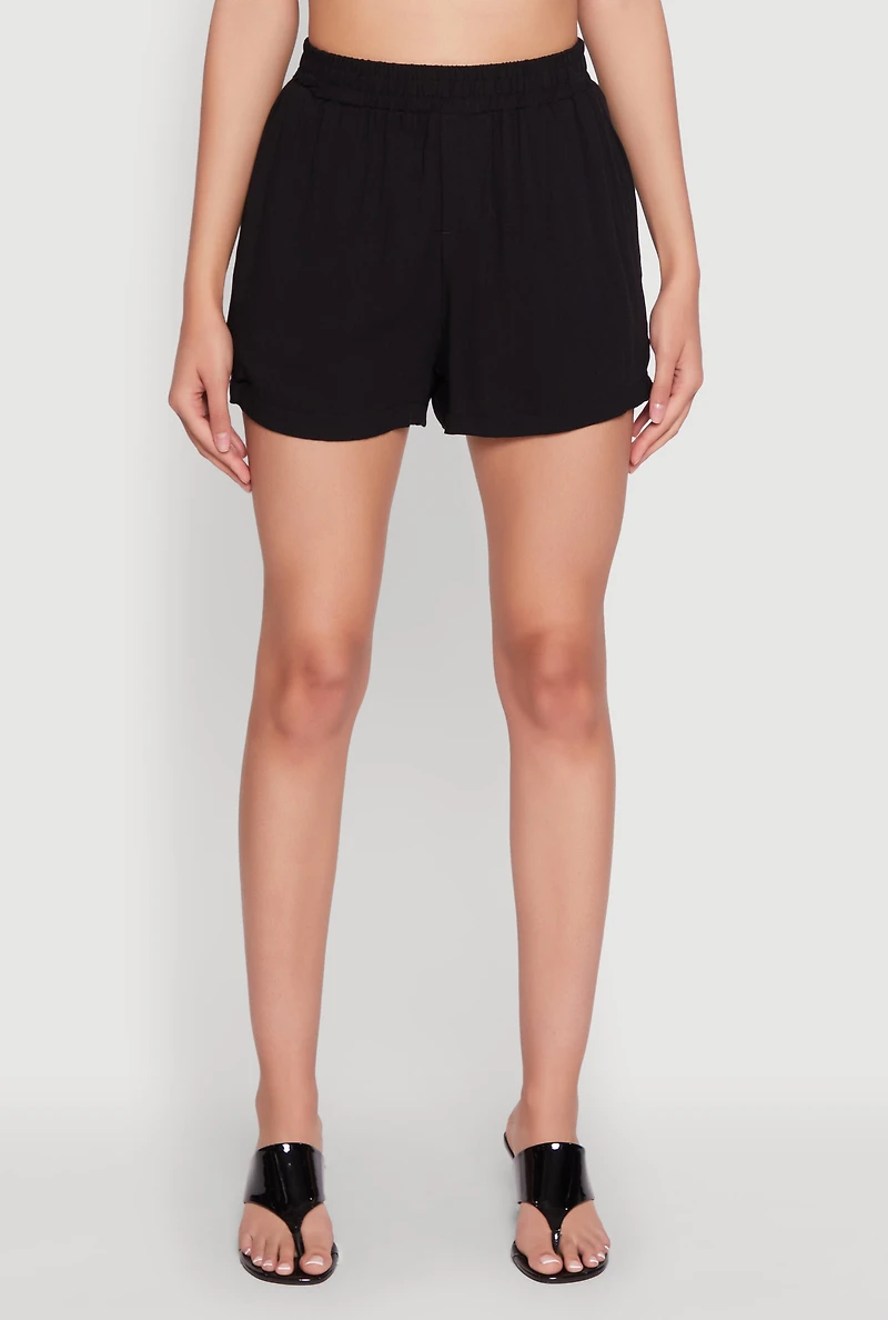 Womens Elastic Waist Shorts,