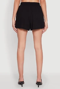 Womens Elastic Waist Shorts, Black, Size M