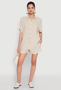 Womens Elastic Waist Shorts,