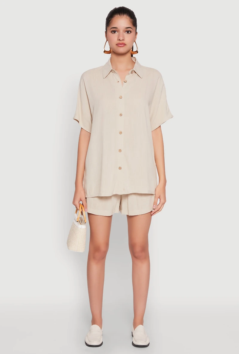 Womens Elastic Waist Shorts,