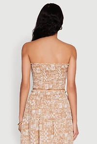 Tropical Print Smocked Tube Top