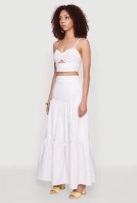 Womens Twist Front Zip Back Cropped Cami, White, Size M