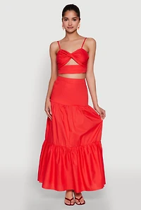 Womens Twist Front Zip Back Cropped Cami,
