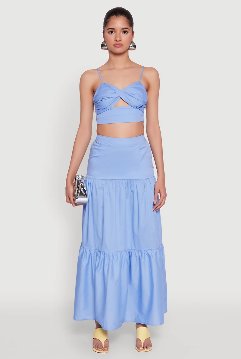 Womens Twist Front Zip Back Cropped Cami,