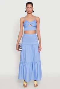 Womens Twist Front Zip Back Cropped Cami,