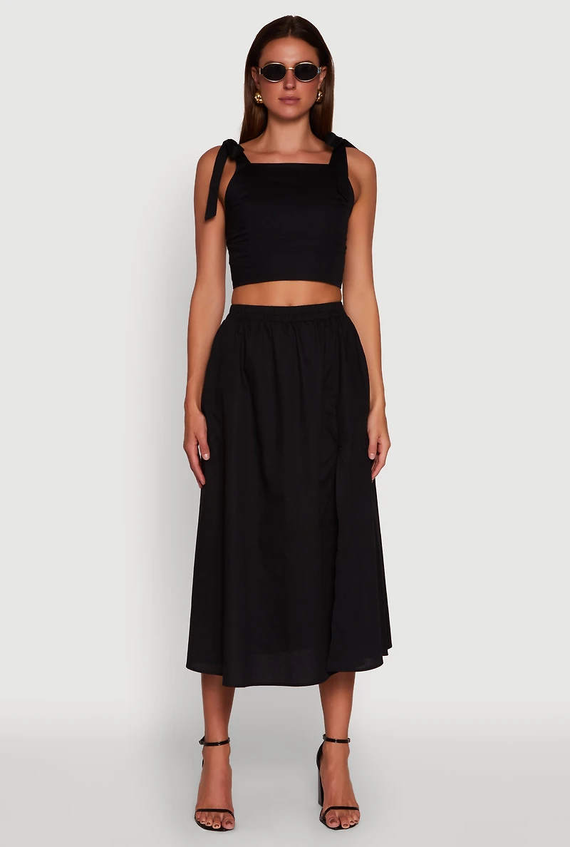 Womens Chic Bow Detail Smocked Crop Top,