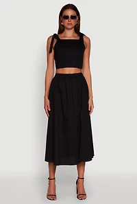 Womens Chic Bow Detail Smocked Crop Top,