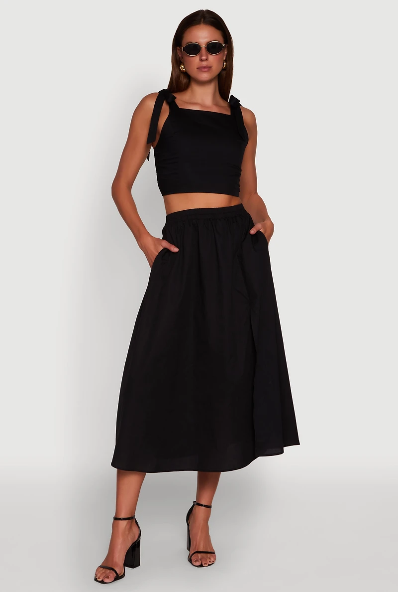 Chic Bow Detail Smocked Crop Top