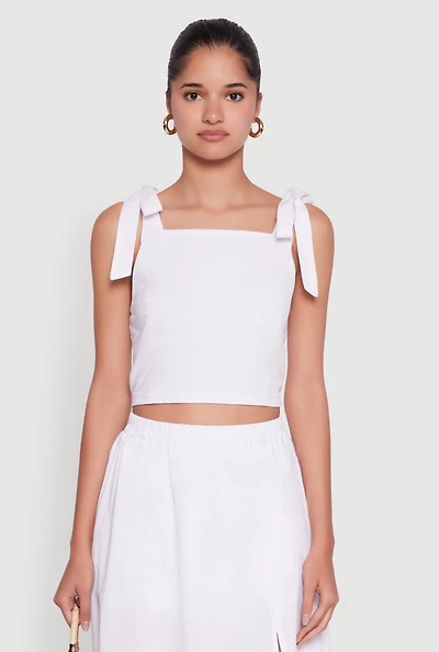 Chic Bow Detail Smocked Crop Top