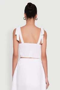 Chic Bow Detail Smocked Crop Top