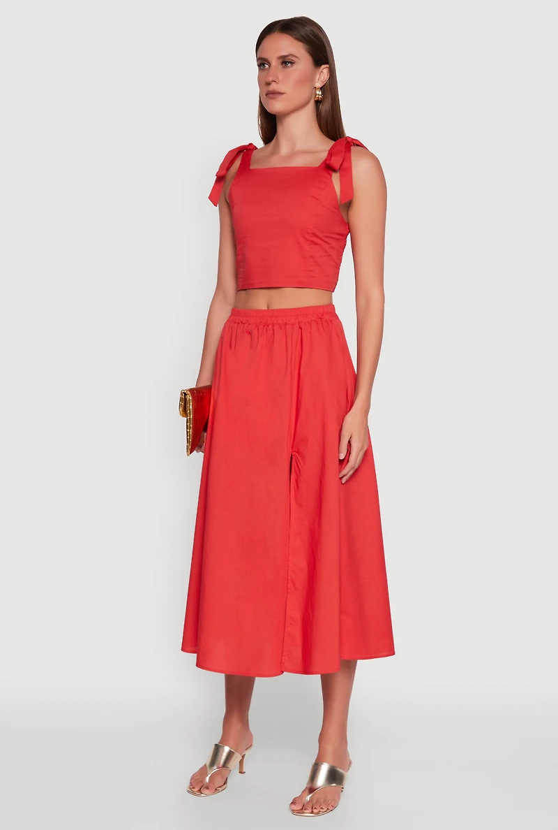 Womens Chic Bow Detail Smocked Crop Top, L