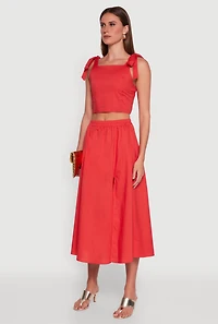 Womens Chic Bow Detail Smocked Crop Top, L