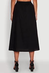 Womens Trendy Poplin High Waisted Side Slit Midi Skirt, L