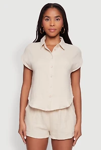 Gauze Knit Button Front Shirt