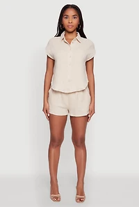 Womens Gauze Knit Drawstring Shorts,