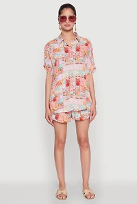 Post Card Destination Print Shorts